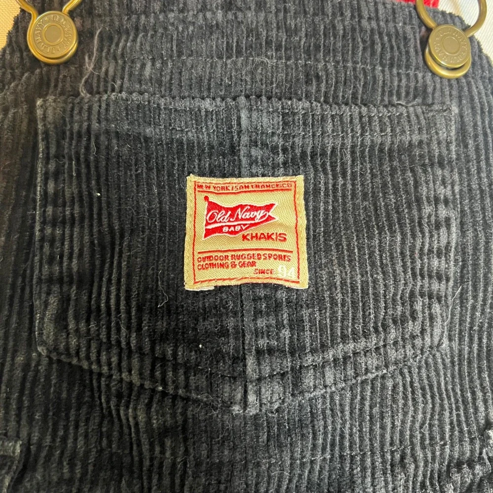 Old Navy Baby Khakis Black Corduroy Flannel Lined Overalls 18-24 Months XL‎